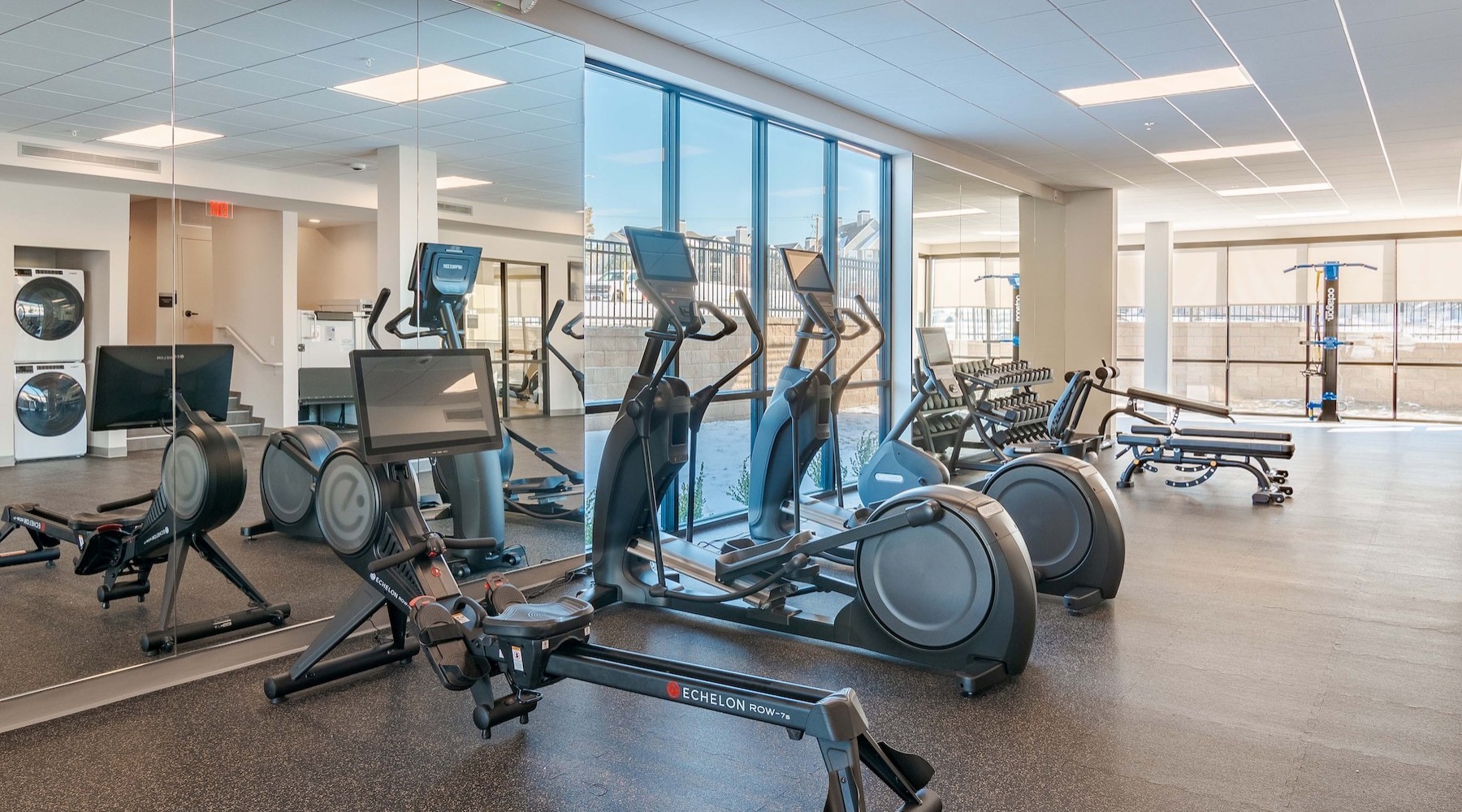a gym with exercise equipment